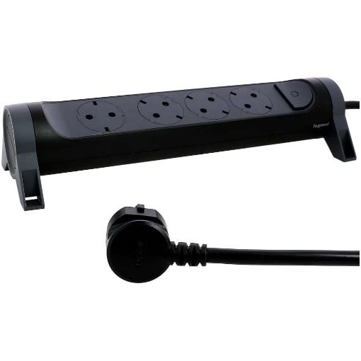Εικόνα της Πολύπριζο Legrand 4 Θέσεων με Διακόπτη Rotating 3m Black/Dark Grey 694537