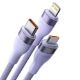 Εικόνα της Καλώδιο Baseus Flash 2 USB to USB-C/Micro-USB/Lightning 100W 1.5m Purple CASS030205