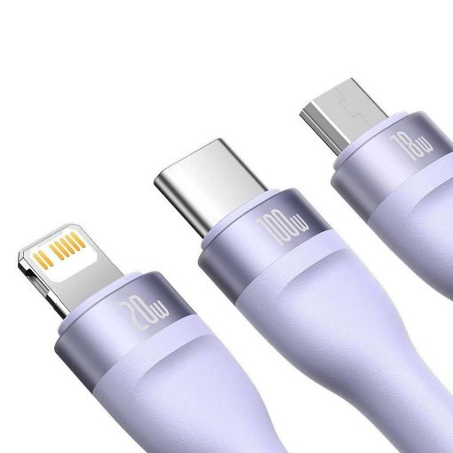 Εικόνα της Καλώδιο Baseus Flash 2 USB to USB-C/Micro-USB/Lightning 100W 1.5m Purple CASS030205