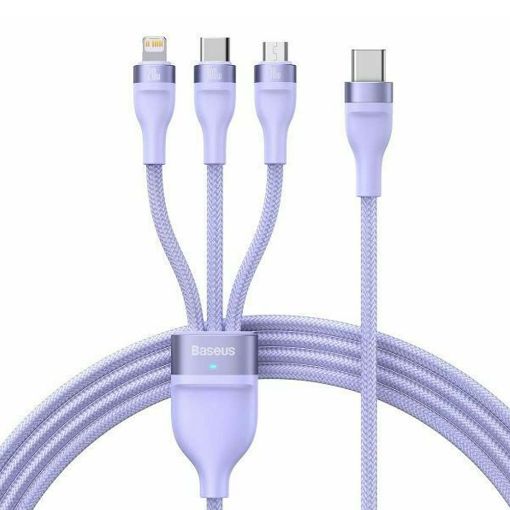 Εικόνα της Καλώδιο Baseus Flash 2 USB to USB-C/Micro-USB/Lightning 100W 1.5m Purple CASS030205