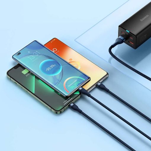 Εικόνα της Καλώδιο Baseus Flash USB to USB-C/Micro-USB/Lightning 66W 1.2m Blue CASS040003