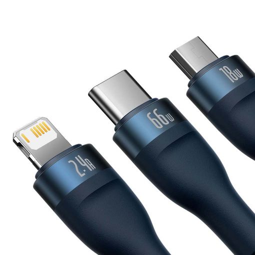 Εικόνα της Καλώδιο Baseus Flash USB to USB-C/Micro-USB/Lightning 66W 1.2m Blue CASS040003