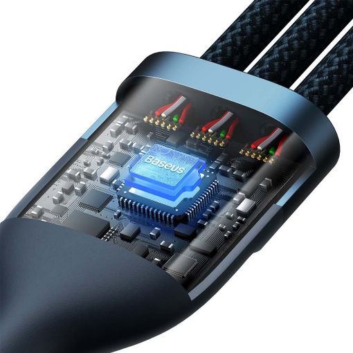 Εικόνα της Καλώδιο Baseus Flash USB to USB-C/Micro-USB/Lightning 66W 1.2m Blue CASS040003