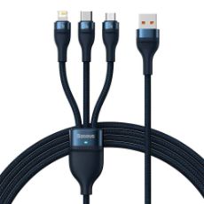 Εικόνα της Καλώδιο Baseus Flash USB to USB-C/Micro-USB/Lightning 66W 1.2m Blue CASS040003
