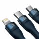 Εικόνα της Καλώδιο Baseus Flash USB to USB-C/Micro-USB/Lightning 100W 1.2m Blue CASS030003