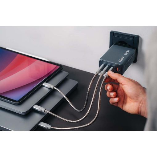 Εικόνα της Φορτιστής Verbatim GaN 3x USB-C & USB-A 240W Grey 32205
