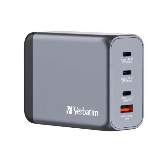 Εικόνα της Φορτιστής Verbatim GaN 3x USB-C & USB-A 200W Grey 32204