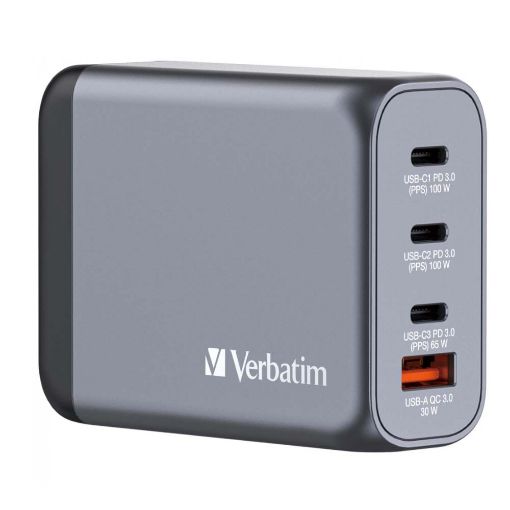 Εικόνα της Φορτιστής Verbatim GaN 3x USB-C & USB-A 100W Grey 32202
