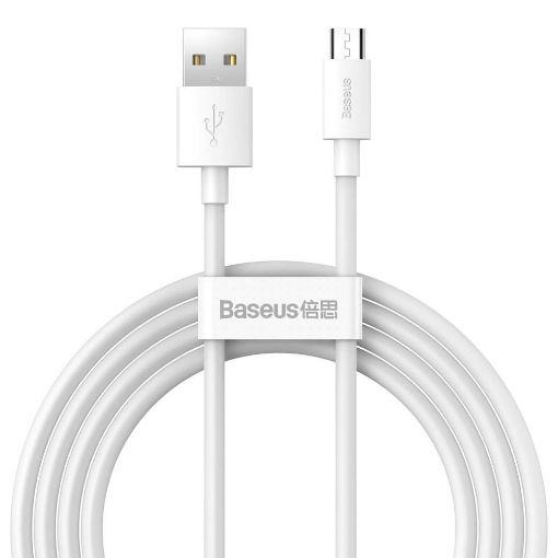 Εικόνα της Καλώδιο Baseus Simple Wisdom USB 2.0 to Micro USB 1.5m White (2-Pack) TZCAMZJ-02