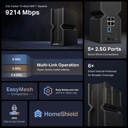 Εικόνα της Router Tp-Link Archer BE550 Tri-Band 2.5G BE9300 WiFi 7