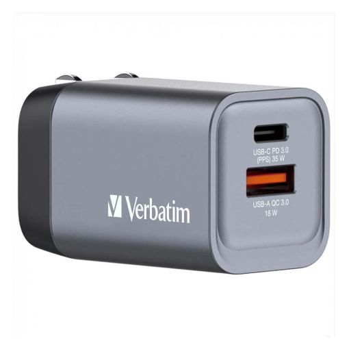 Εικόνα της Φορτιστής Verbatim GaN USB-A & USB-C 35W Grey 32200