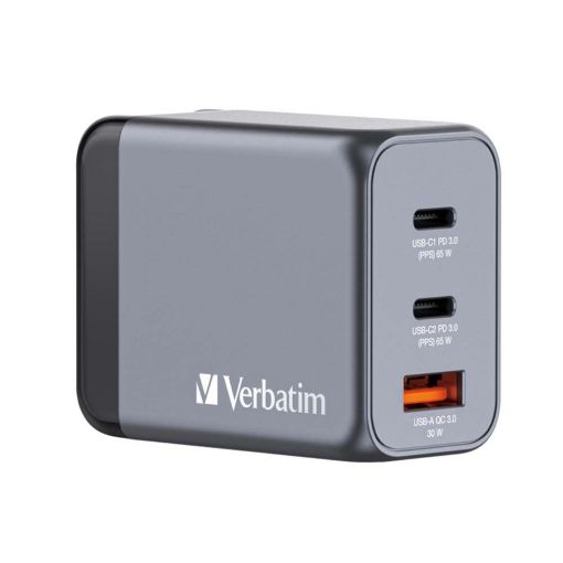 Εικόνα της Φορτιστής Verbatim GaN USB-A & 2x USB-C 65W Grey 32201