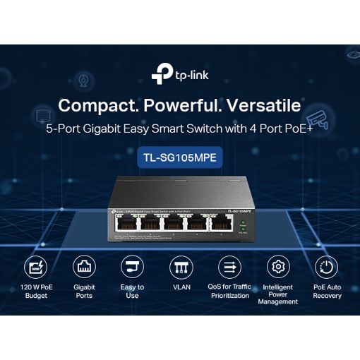 Εικόνα της Switch Tp-Link Easy Smart TL-SG105MPE 5-Port Gigabit with 4-Port PoE+