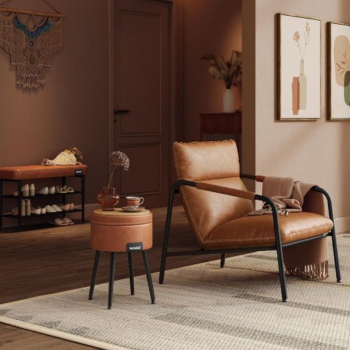 Εικόνα της Vasagle Σκαμπό Σαλονιού Caramel Brown LOM005K01