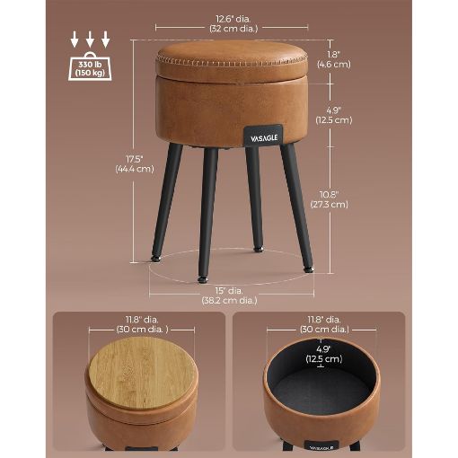 Εικόνα της Vasagle Σκαμπό Σαλονιού Caramel Brown LOM005K01