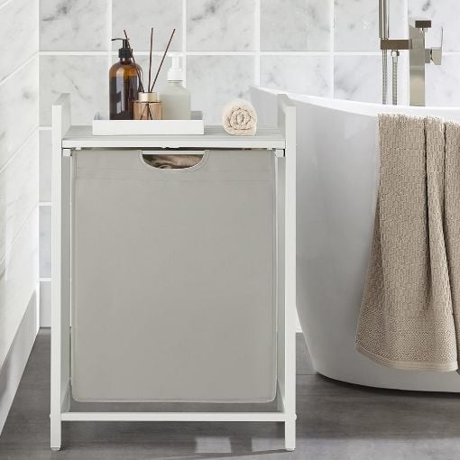 Εικόνα της Vasagle Καλάθι Απλύτων Μεταλλικό White BLH101W01