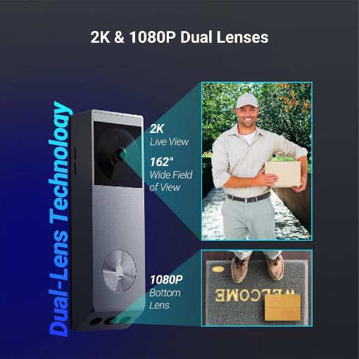 Εικόνα της Battery Video Doorbell Ezviz EP3x Pro Dual-Lens 2K/FHD with Solar Panel