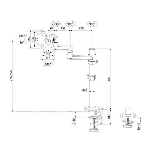 Εικόνα της Monitor Arm Desk Mount Neomounts 17-27" Full Motion Black DS60-425BL1