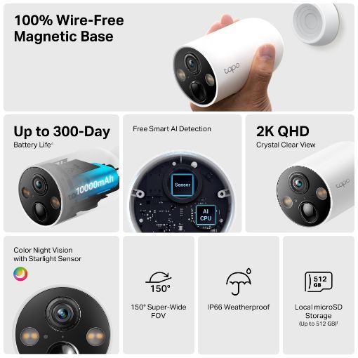Εικόνα της Wireless IP Camera Tp-Link Tapo C425 Starlight 2K