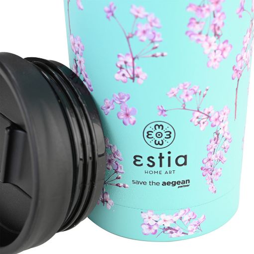 Εικόνα της Ποτήρι Θερμός Estia Travel Mug Save The Aegean 350ml Blossom Green 01-20446