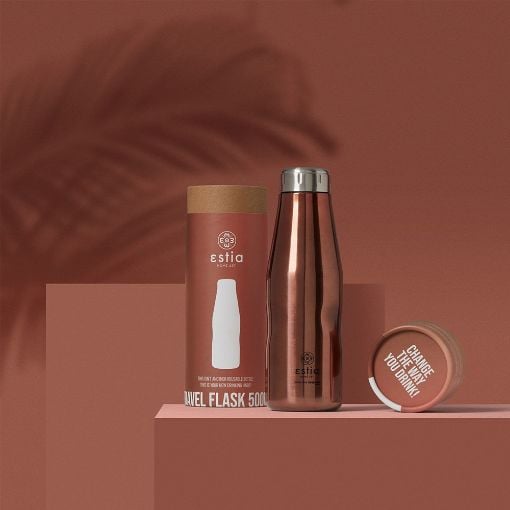 Εικόνα της Μπουκάλι Θερμός Estia Travel Flask Save The Aegean 500ml Rose Gold 01-7836