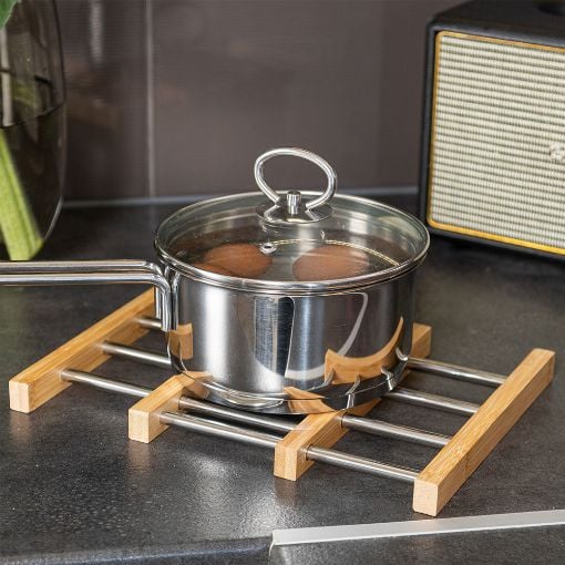 Εικόνα της Βάση Μαγειρικού Σκεύους Estia Bamboo Essentials Πτυσσόμενη με Ανοξείδωτο Ατσάλι 22x21.3x2.2cm 01-13011