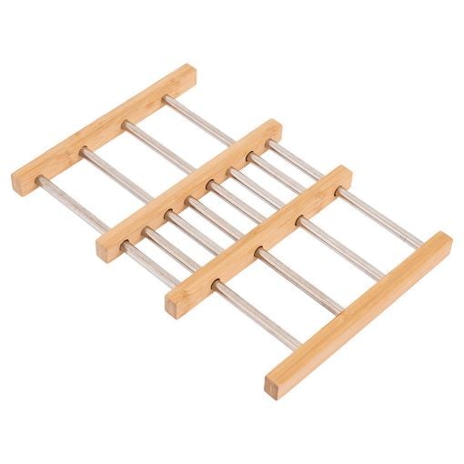 Εικόνα της Βάση Μαγειρικού Σκεύους Estia Bamboo Essentials Πτυσσόμενη με Ανοξείδωτο Ατσάλι 22x21.3x2.2cm 01-13011
