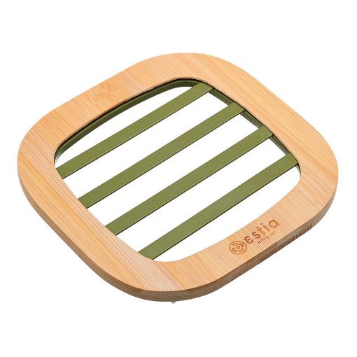 Εικόνα της Βάση Μαγειρικού Σκεύους Estia Bamboo Essentials Μεταλλική 17x17x1cm Λαδί 01-14124