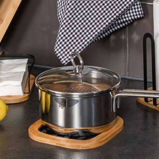 Εικόνα της Βάση Μαγειρικού Σκεύους Estia Bamboo Essentials Μεταλλική 17x17x1cm Μαύρο 01-13189