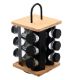 Εικόνα της Βάση Μπαχαρικών Estia Bamboo Essentials Περιστρεφόμενη με 12 Γυάλινα Δοχεία Μαύρη 01-14650