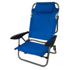 Εικόνα της Καρέκλα Παραλίας Μεταλλική Velco με Μπράτσα Ψηλή Πλάτη & Μαξιλάρι 2x1 Μπλε 142-0583-1