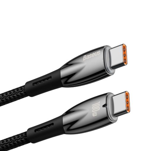 Εικόνα της Καλώδιο Baseus Glimmer USB-C to USB-C 100W Braided 1m Black CADH000701