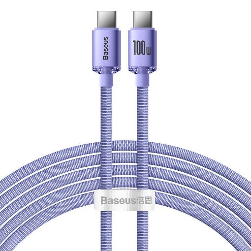 Εικόνα της Καλώδιο Baseus Crystal Shine USB-C to USB-C Braided 100W 2m Purple CAJY000705