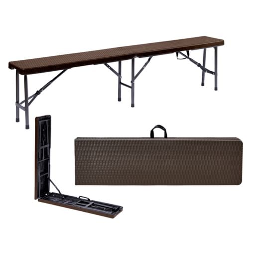 Εικόνα της Παγκάκι Catering Velco Rattan Πτυσσόμενο Καφέ/Μαύρο 31-33743