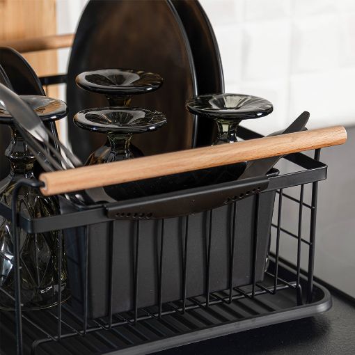 Εικόνα της Πιατοθήκη Estia Bamboo Essentials Μεταλλική Με Λαβές 44x32x20cm Μαύρη 01-12885