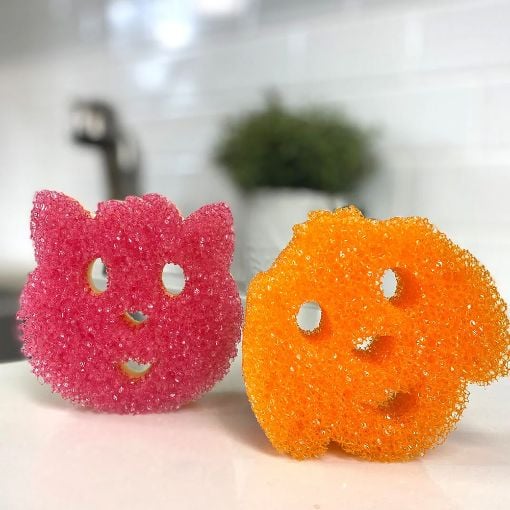 Εικόνα της Σφουγγάρι Scrub Daddy - Scrub Mommy Dual-Sided Scrubber & Sponge Cat Edition Pink