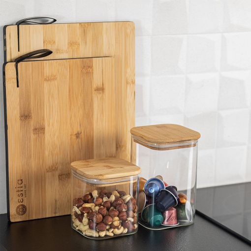 Εικόνα της Δοχείο Αποθήκευσης Estia Bamboo Essentials 950ml Γυάλινο Με Καπάκι 01-12939