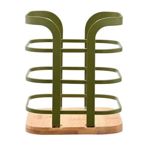 Εικόνα της Θήκη Για Κουτάλες Estia Bamboo Essentials Μεταλλική 12x12x14.5cm Λαδί 01-14155