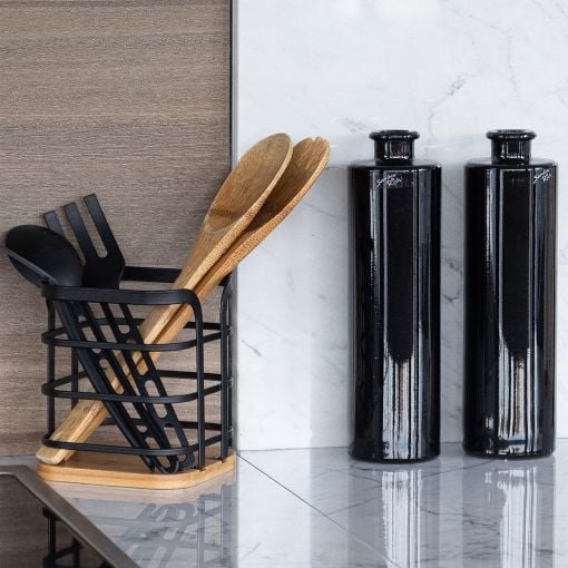 Εικόνα της Θήκη Για Κουτάλες Estia Bamboo Essentials Μεταλλική 12x12x14.5cm Μαύρη 01-13219
