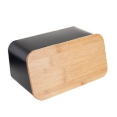 Εικόνα της Ψωμιέρα Estia Bamboo Essentials Μεταλλική Με Καπάκι 34.5x19x17cm Μαύρη 01-12861