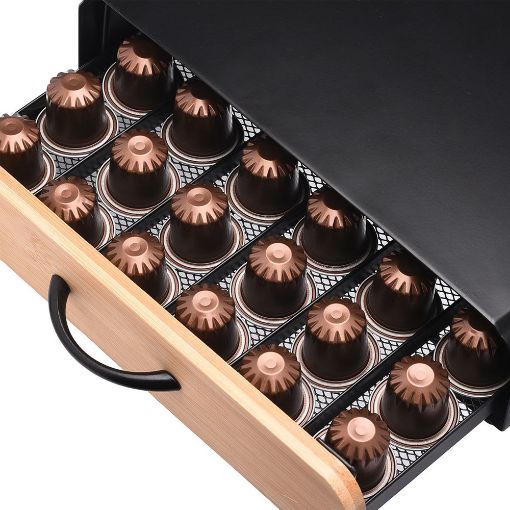 Εικόνα της Θήκη για Κάψουλες Espresso Estia Bamboo Essentials Μεταλλική Συρταρωτή 60 Θέσεων Μαύρη 01-19884