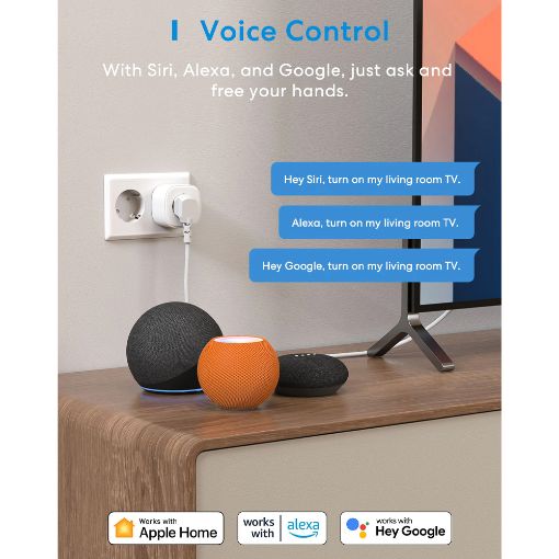 Εικόνα της Smart Plug Meross Apple HomeKit White MSS210HK-EU