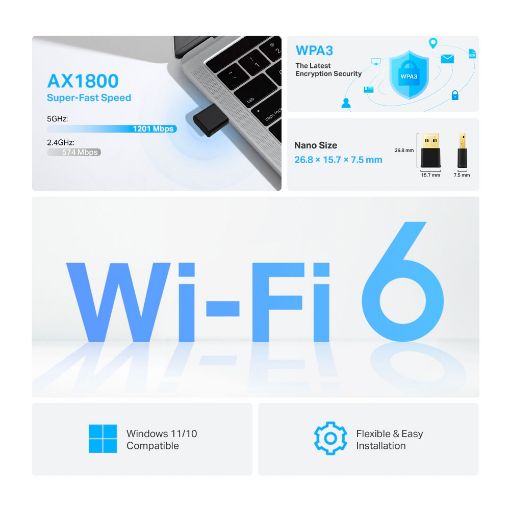 Εικόνα της WiFi USB Adapter Tp-Link Archer TX20U Nano AX1800 WiFi-6