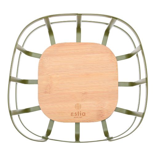 Εικόνα της Φρουτιέρα Estia Bamboo Essentials Μεταλλική 24x24x12.7cm Λαδί 01-14162