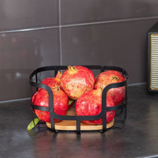 Εικόνα της Φρουτιέρα Estia Bamboo Essentials Μεταλλική 24x24x12.7cm Μαύρη 01-13226