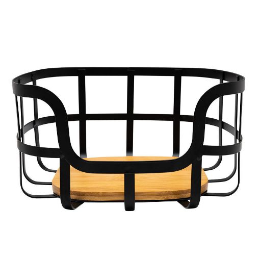 Εικόνα της Φρουτιέρα Estia Bamboo Essentials Μεταλλική 24x24x12.7cm Μαύρη 01-13226
