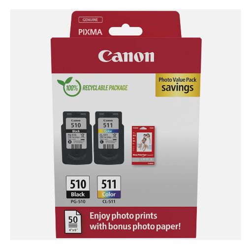 Εικόνα της Πακέτο 2 Μελανιών Canon PG-510/CL-511 Photo Value Pack 2970B017