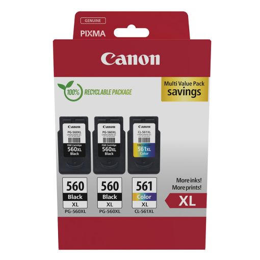 Εικόνα της Πακέτο 3 Μελανιών Canon 2 x PG-560XL & CL-561XL 3712C009
