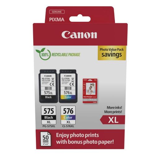 Εικόνα της Πακέτο 2 Μελανιών Canon PG-575XL/CL-576XL Photo Value Pack 5437C006