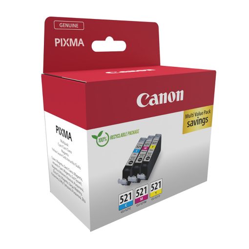 Εικόνα της Πακέτο 3 Μελανιών Canon CLI-521 Cyan/Magenta/Yellow 2934B015